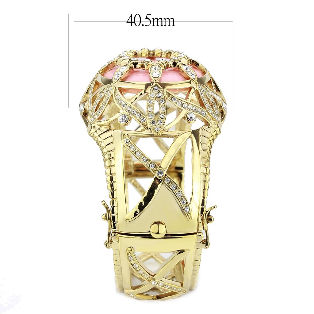 LO4347 - Gold Brass Bangle with Synthetic  in Rose-3