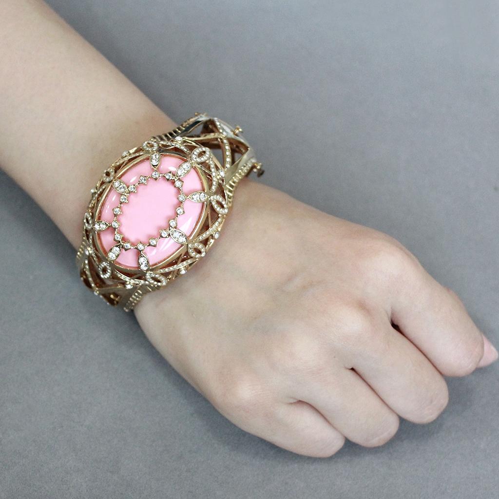 LO4347 - Gold Brass Bangle with Synthetic  in Rose-4
