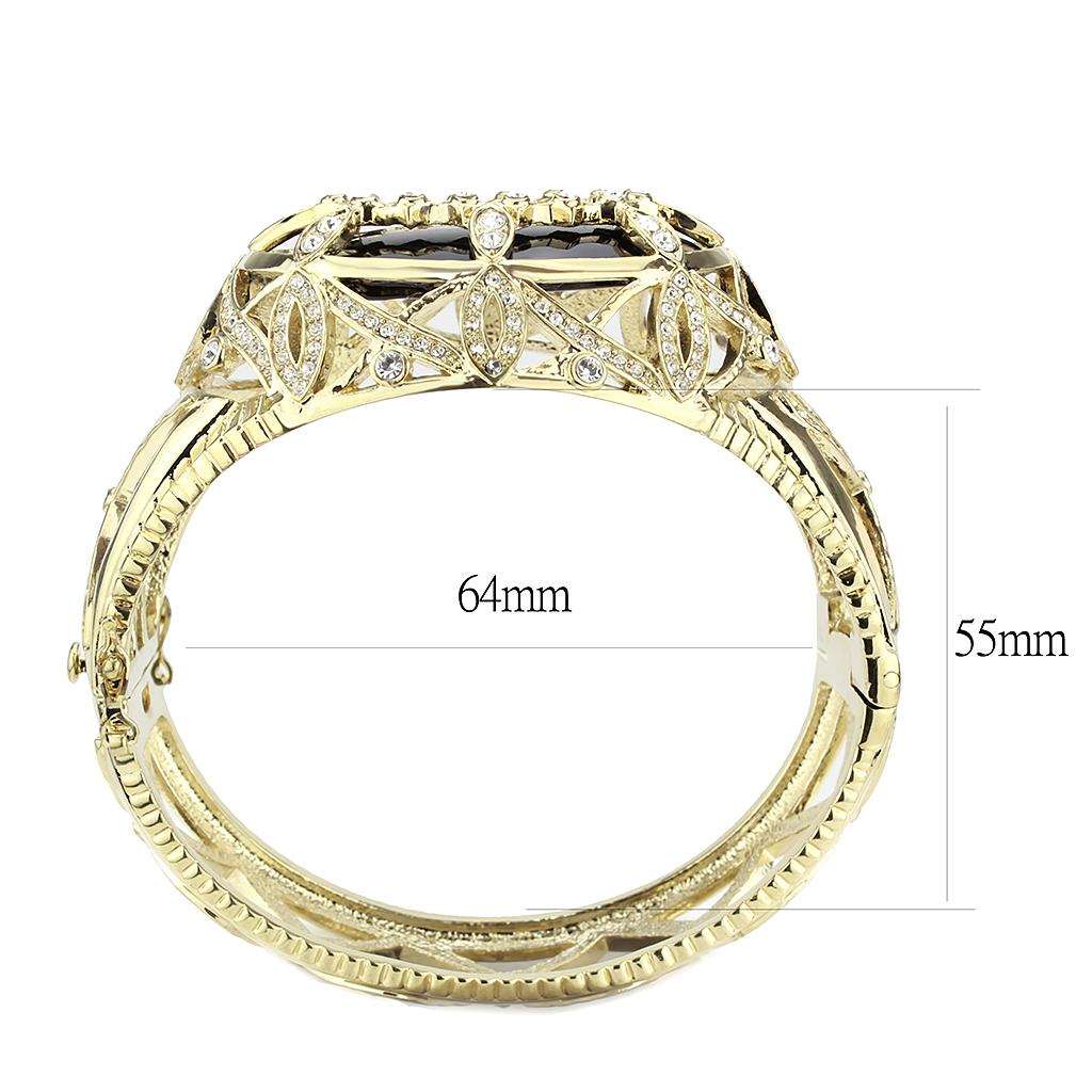 LO4349 - Gold Brass Bangle with Synthetic  in Jet-2