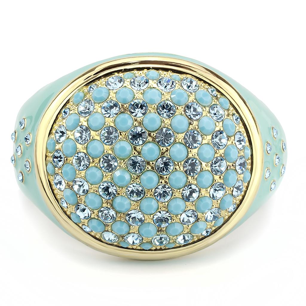 LO4350 - Gold Brass Bangle with Top Grade Crystal  in Multi Color-1
