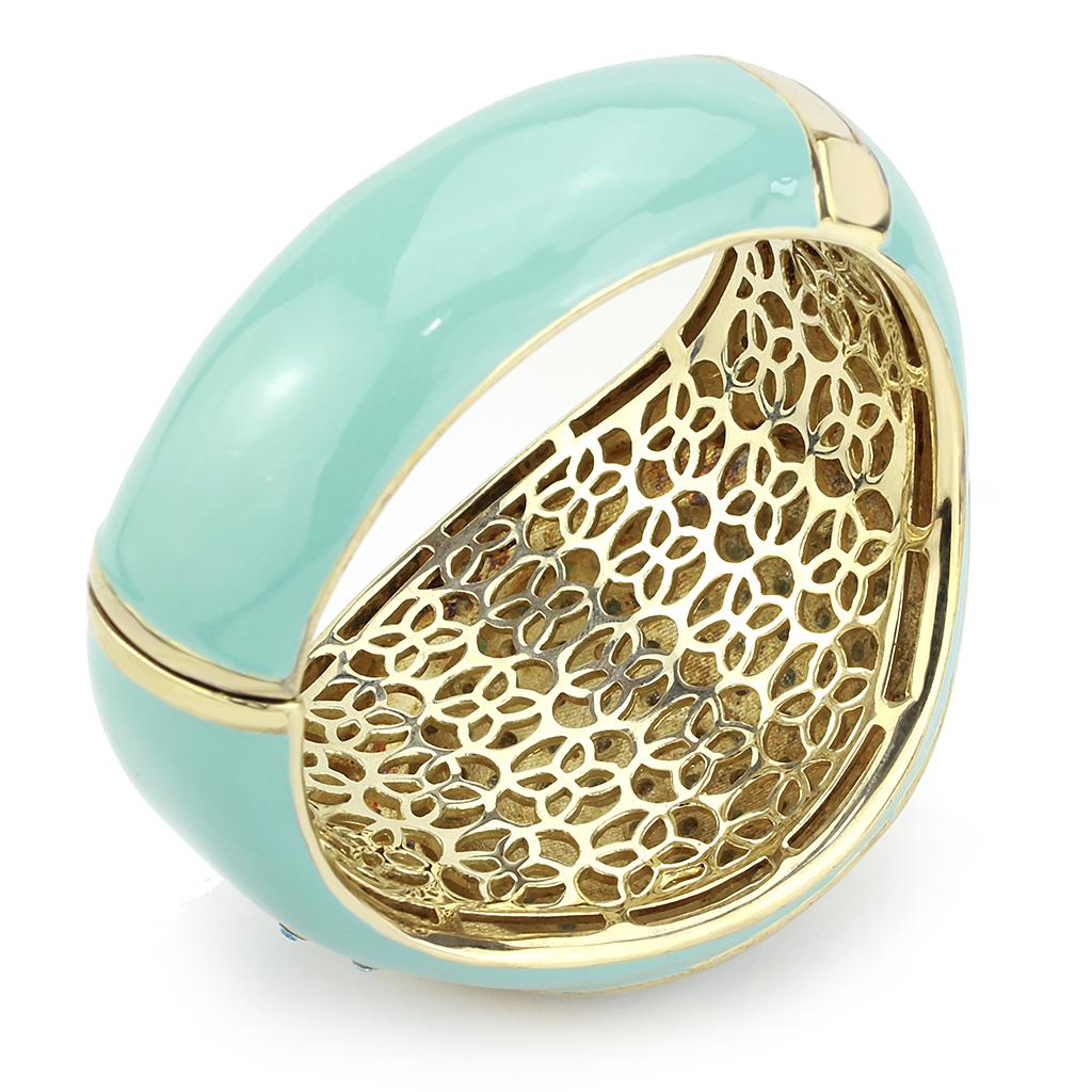 LO4350 - Gold Brass Bangle with Top Grade Crystal  in Multi Color-4