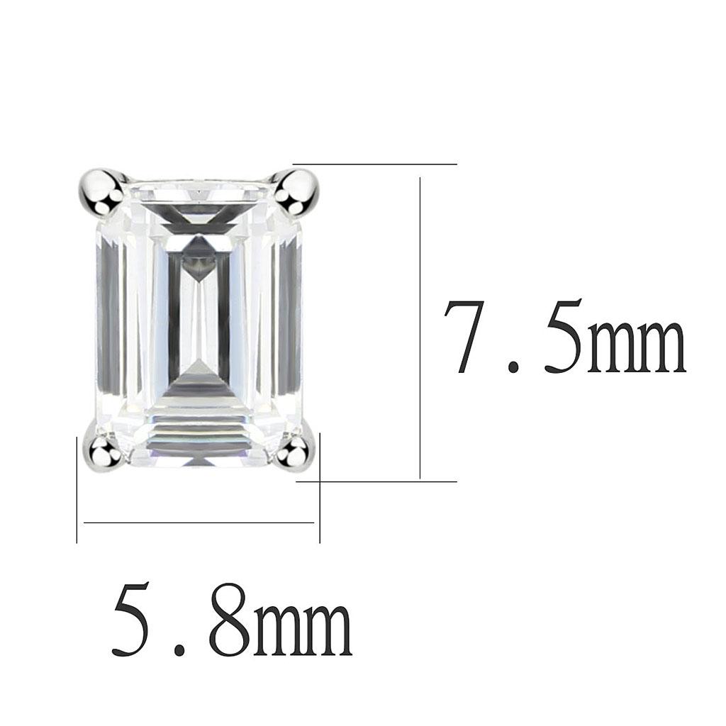 LO4633 - Rhodium Brass Earrings with Cubic  in Clear-1