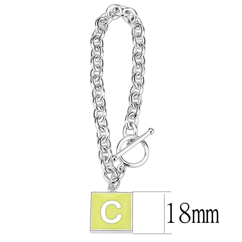 LO4638 - High-Polished Brass Bracelet with Epoxy  in Emerald-1
