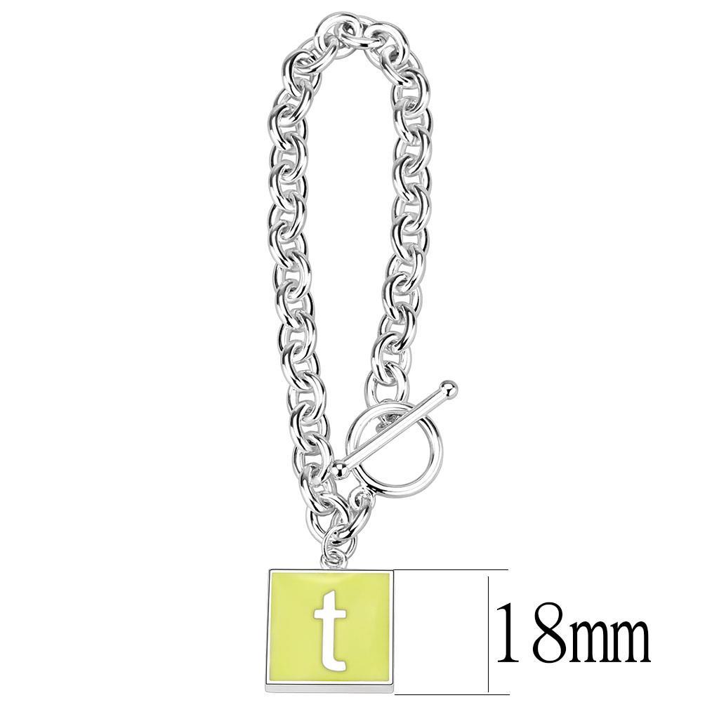 LO4647 - High-Polished Brass Bracelet with Epoxy  in Emerald-1