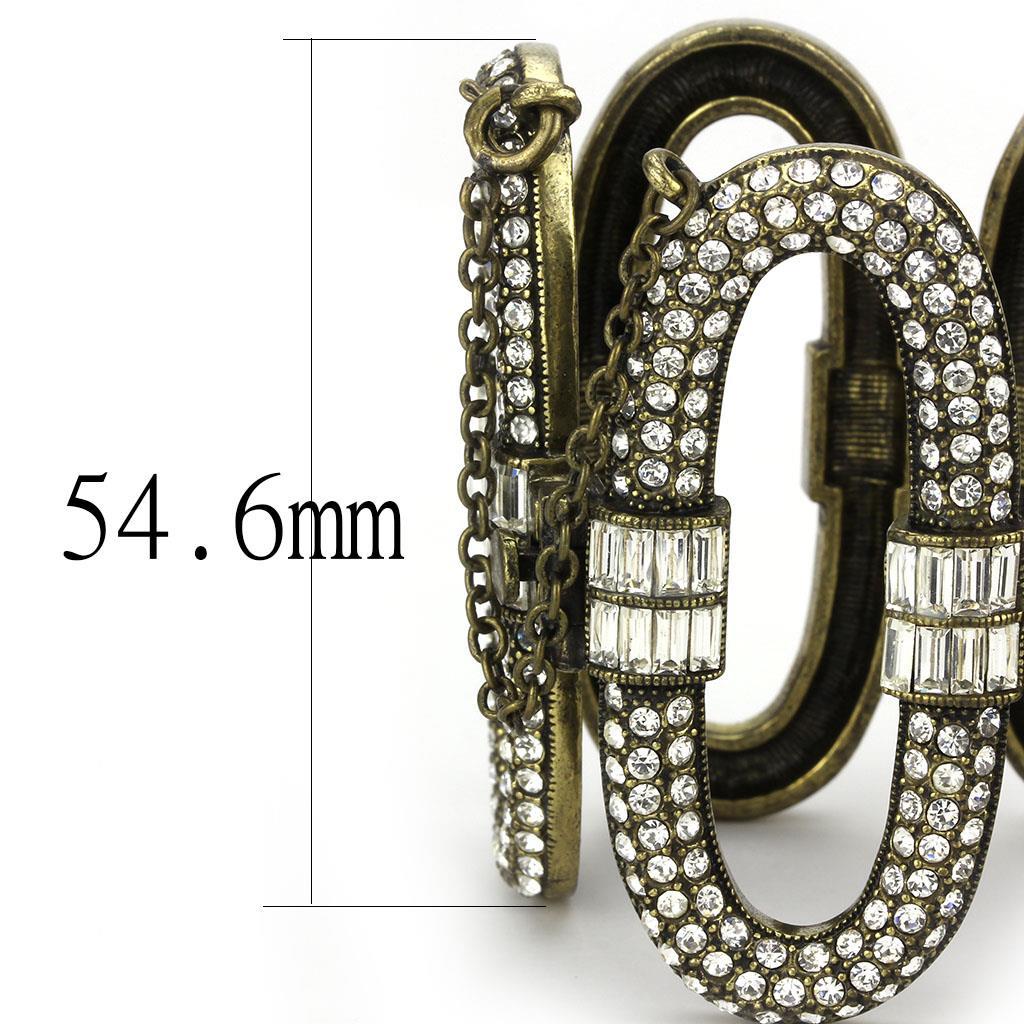 LO4657 - Antique Copper White Metal Bracelet with Top Grade Crystal  in Clear-1