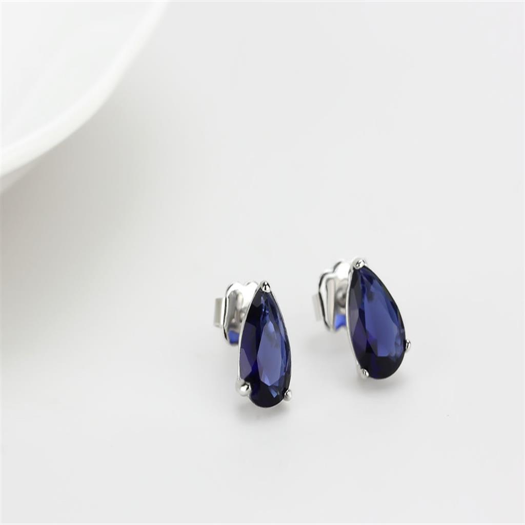 LO4672 - Rhodium 925 Sterling Silver Earrings with AAA Grade CZ  in Clear-2