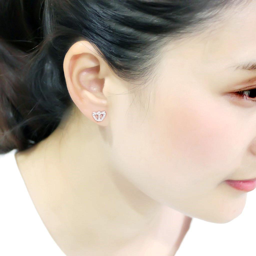 LO4673 - Rhodium Brass Earrings with Top Grade Crystal  in Clear-3
