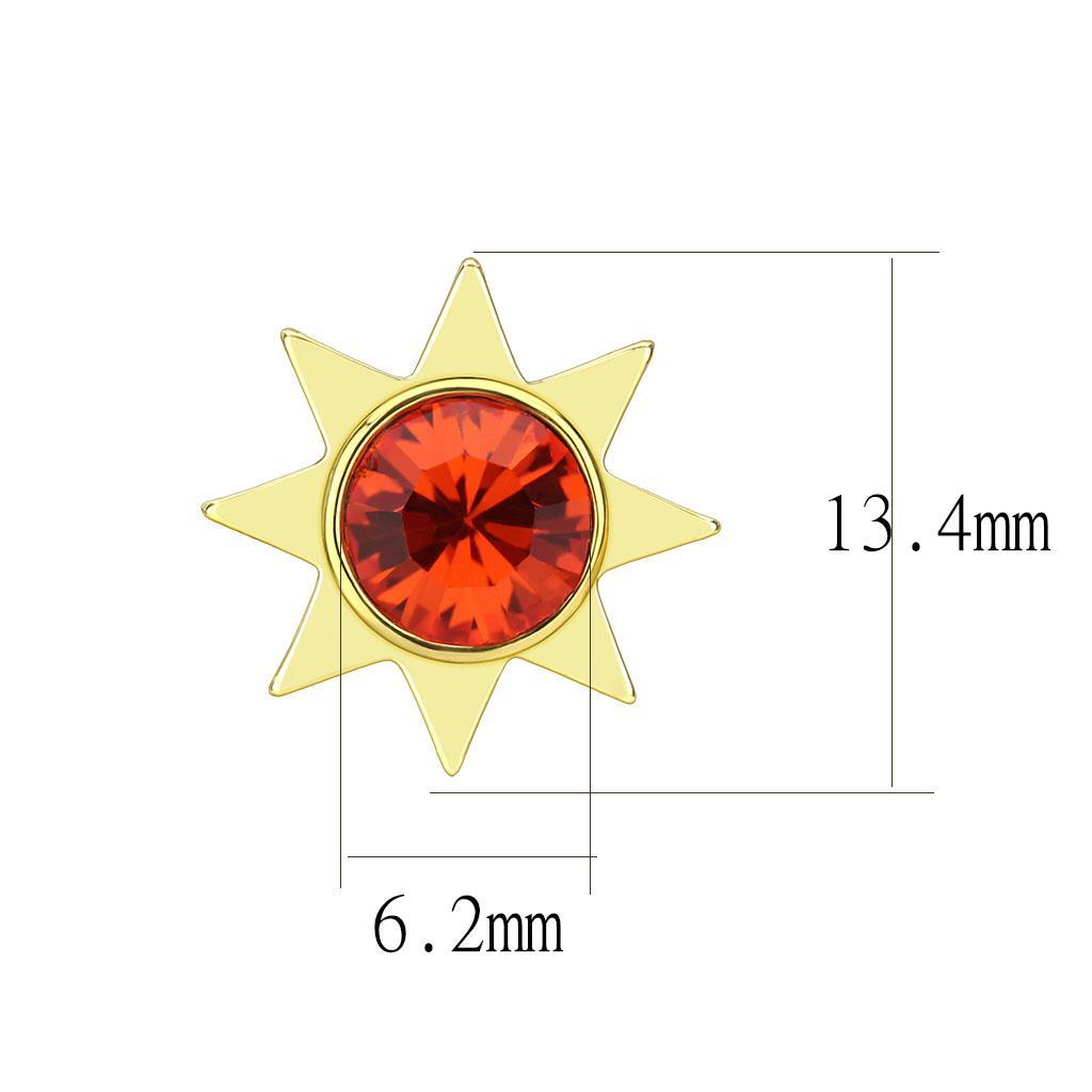 LO4675 - Gold Brass Earrings with Top Grade Crystal  in Orange-1