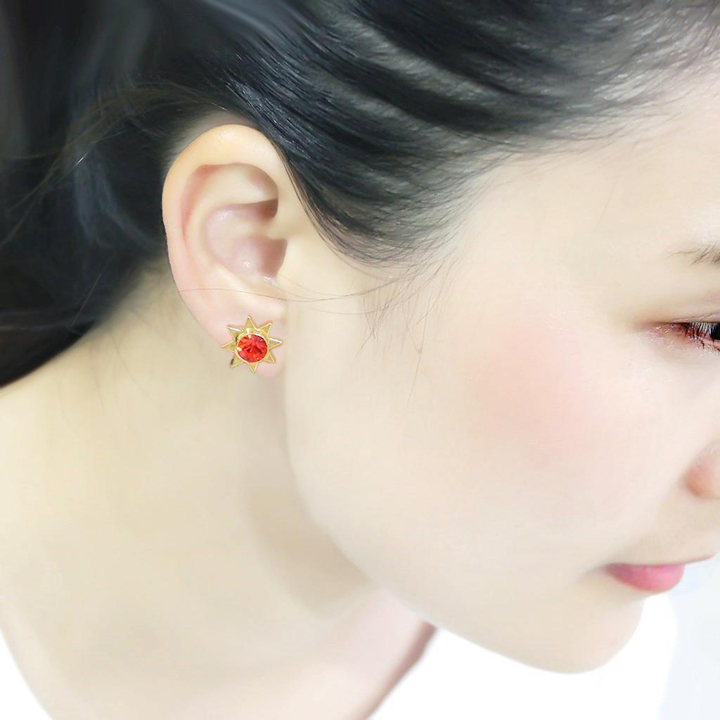 LO4675 - Gold Brass Earrings with Top Grade Crystal  in Orange-3