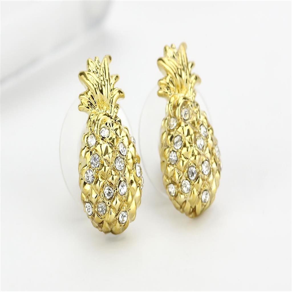 LO4677 - Gold Brass Earrings with Top Grade Crystal  in Clear-2