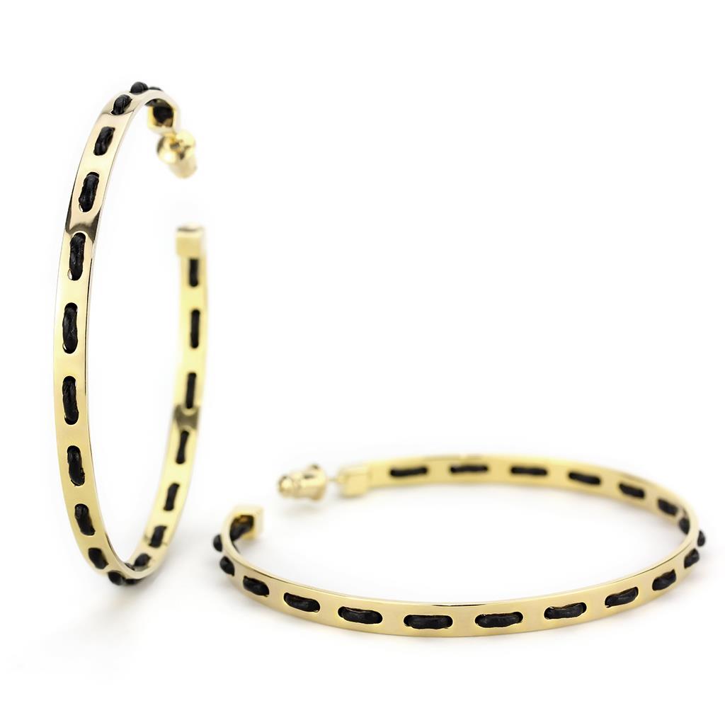 LO4678 - Gold Brass Earrings with No Stone-2