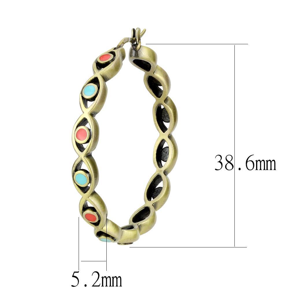 LO4679 - Antique Silver Brass Earrings with Epoxy  in Multi Color-1