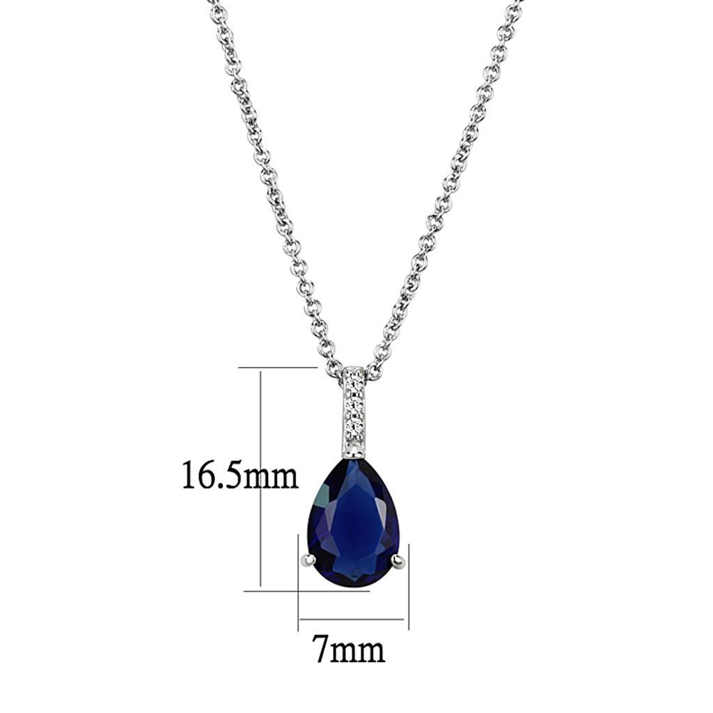 LO4683 - Rhodium Brass Chain Pendant with Synthetic  in Montana-1