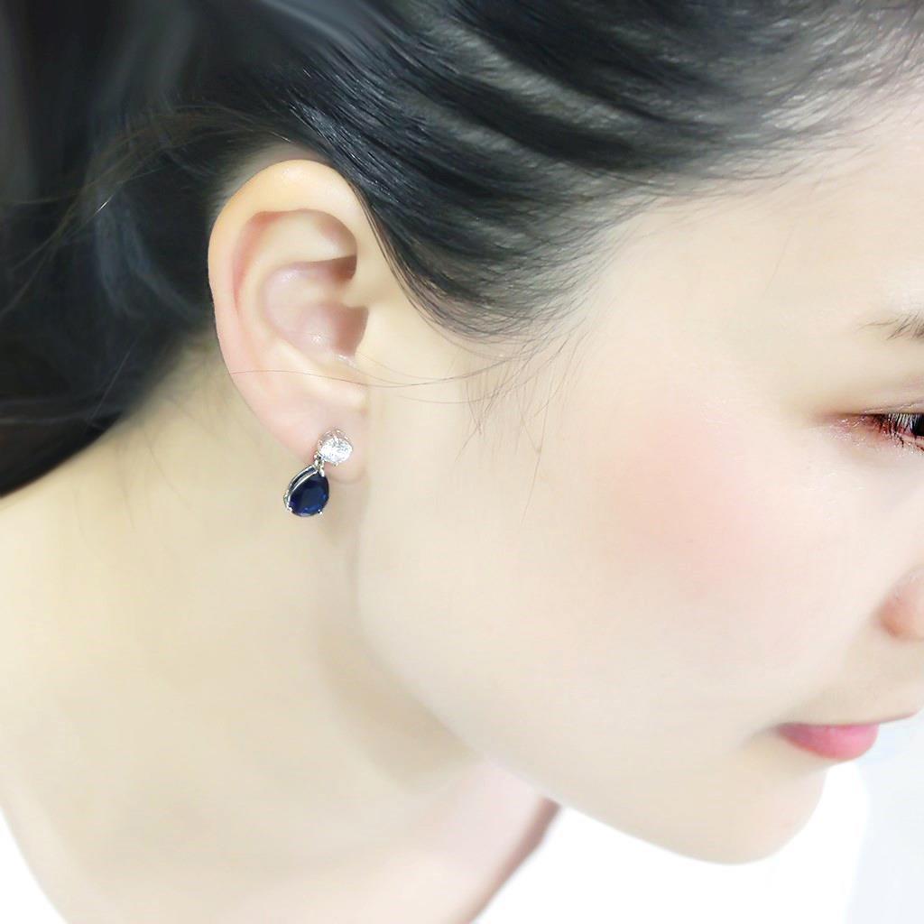 LO4684 - Rhodium Brass Earrings with Synthetic Synthetic Glass in Montana-3