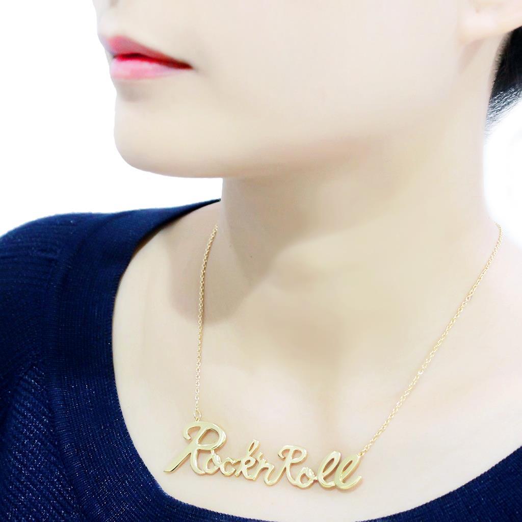 LO4689 - Flash Gold Brass Necklace with No Stone-4