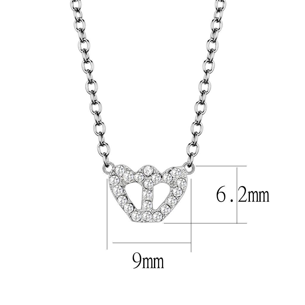 LO4694 - Rhodium Brass Necklace with Top Grade Crystal  in Clear-1