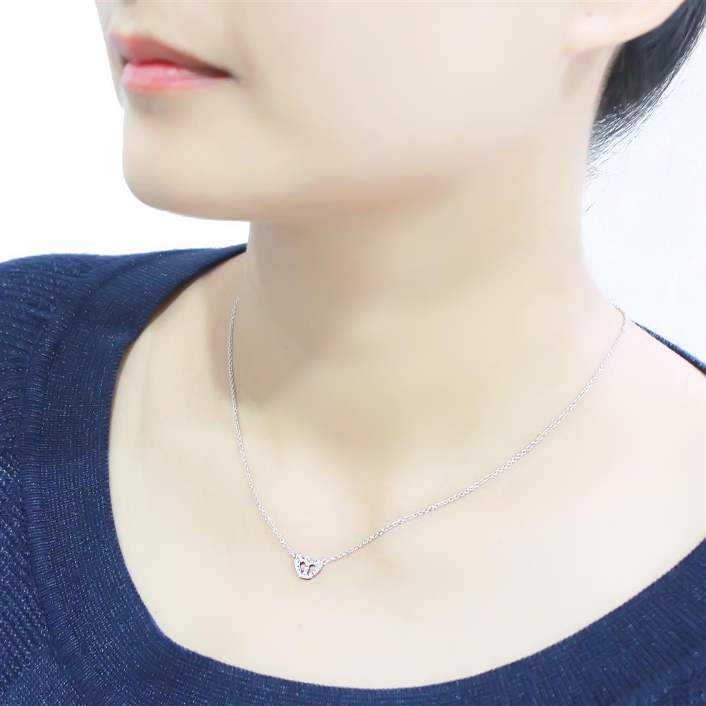 LO4694 - Rhodium Brass Necklace with Top Grade Crystal  in Clear-4