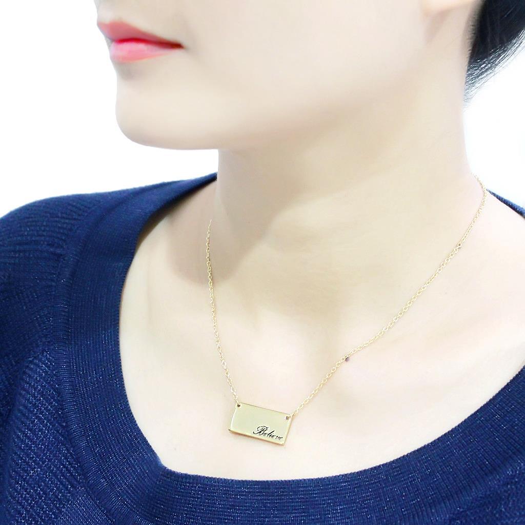 LO4700 - Flash Gold Brass Necklace with Top Grade Crystal  in Clear-4