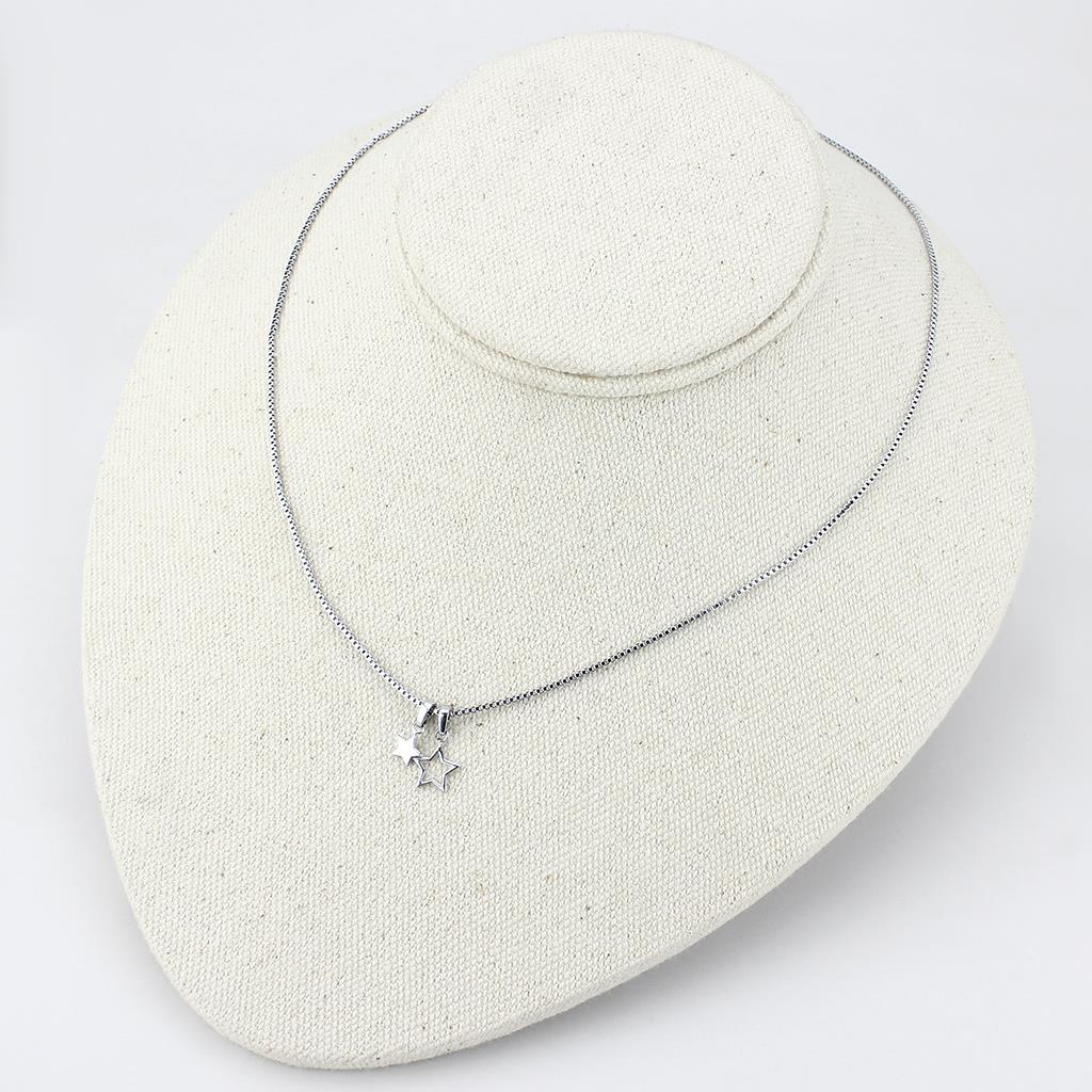 LO4701 - IP rhodium (PVD) Brass Chain Pendant with No Stone-3