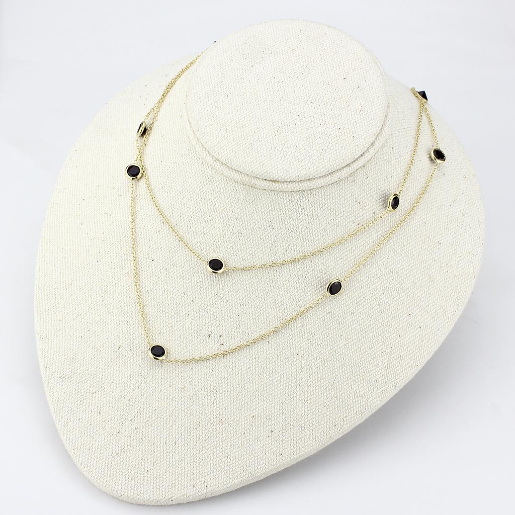 LO4702 - Gold Brass Necklace with AAA Grade CZ  in Garnet-2