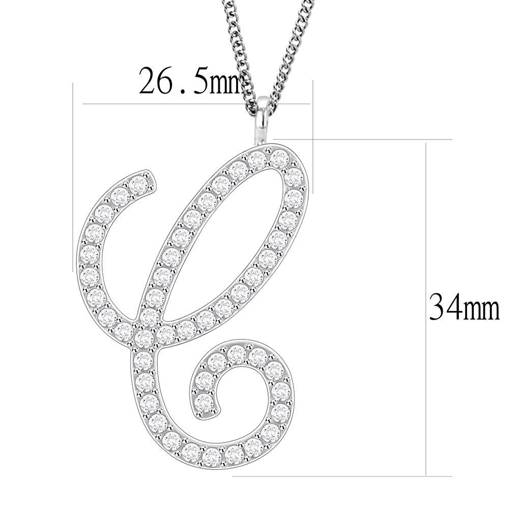 LO4708 - Imitation Rhodium Brass Chain Pendant with Top Grade Crystal  in Clear-1