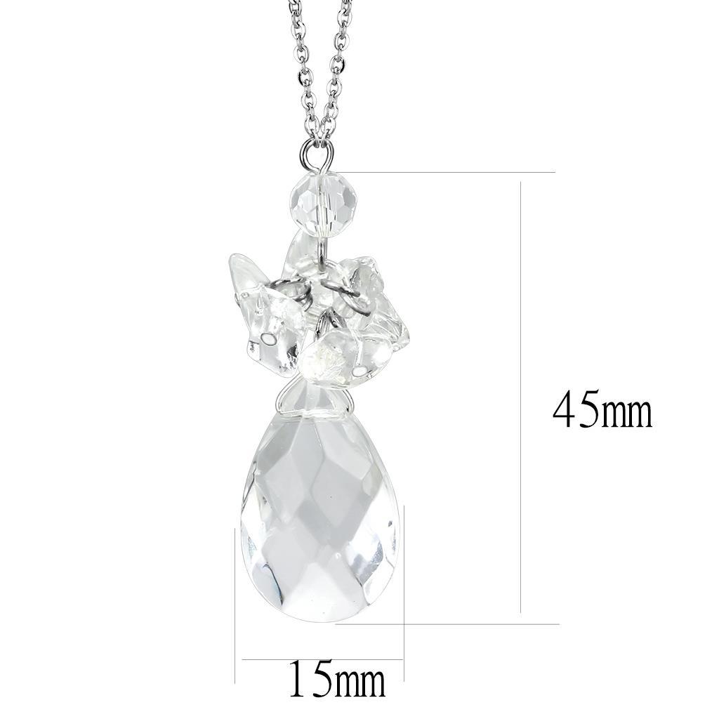 LO4711 - Rhodium Brass Chain Pendant with AAA Grade CZ  in Clear-1