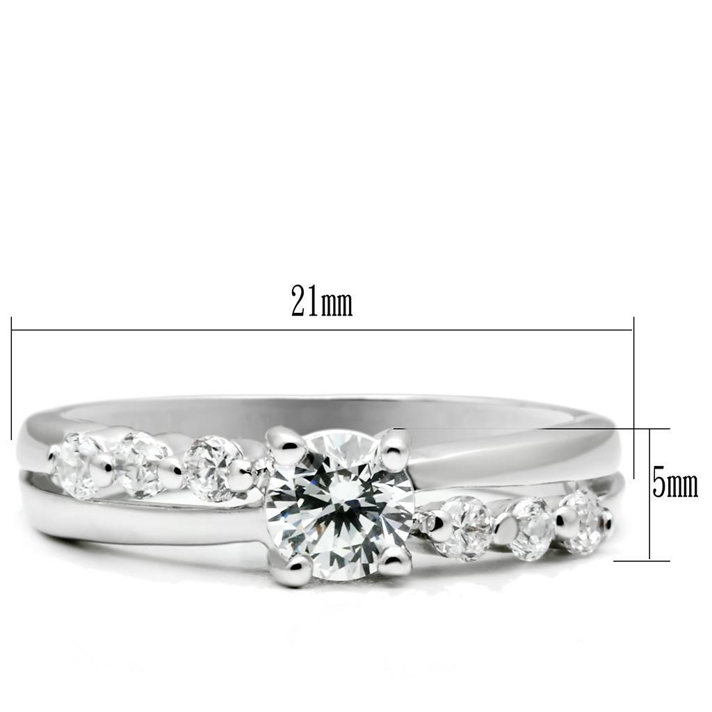 LO4713 - Rhodium Brass Ring with AAA Grade CZ  in Clear-1