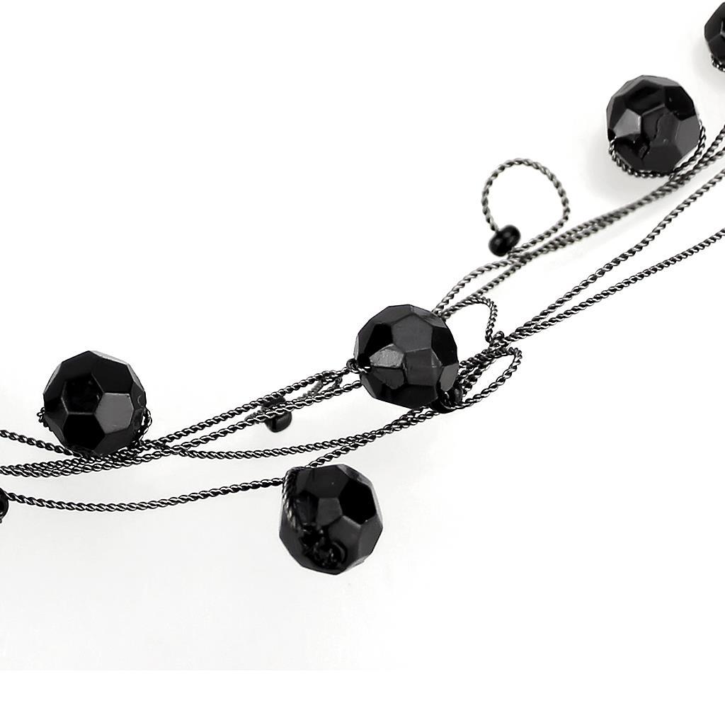 LO4714 - Ruthenium White Metal Necklace with Synthetic Synthetic Glass in Jet-1
