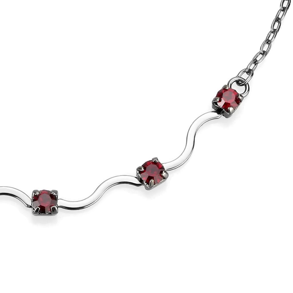 LO4730 - Ruthenium White Metal Necklace with AAA Grade CZ  in Siam-1