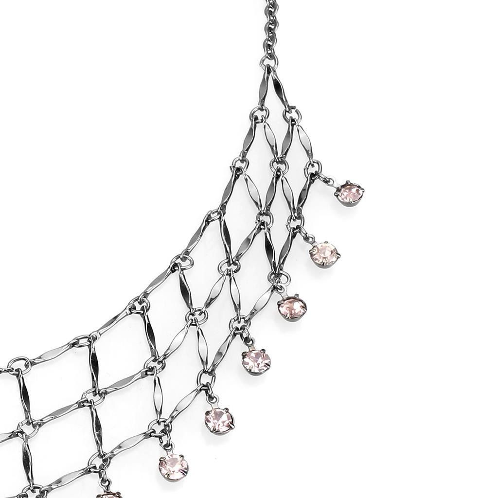 LO4731 - Ruthenium White Metal Necklace with Top Grade Crystal  in Light Amethyst-1