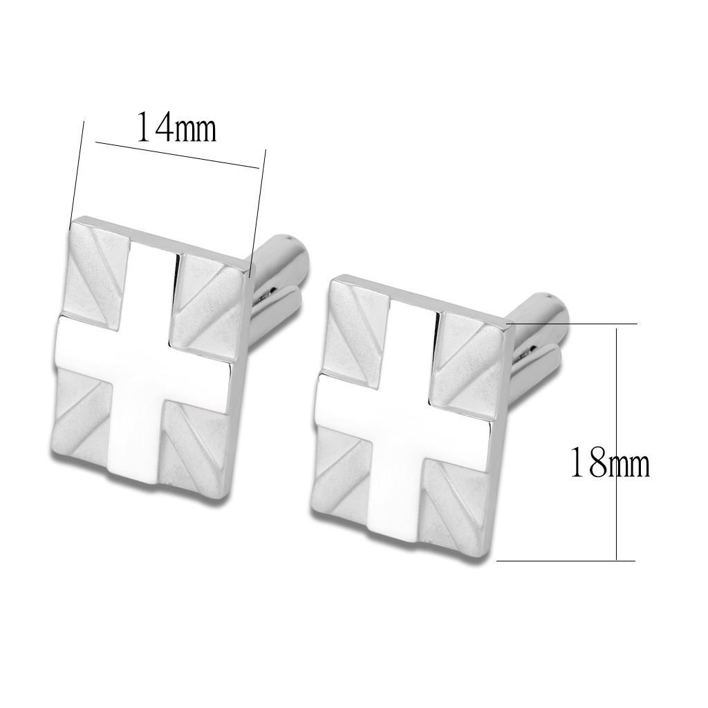 LO4733 - Matte Rhodium & Rhodium Brass Cufflink with No Stone-1