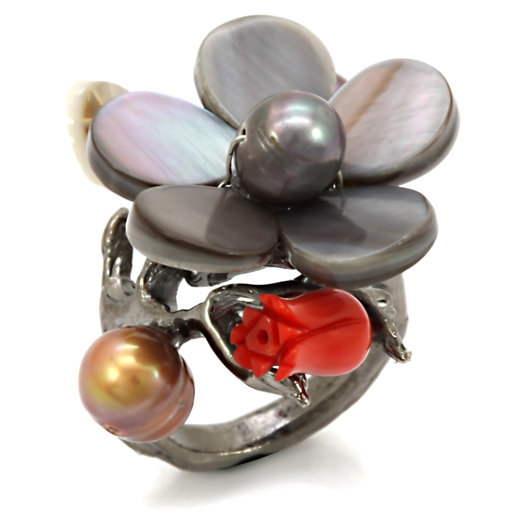 LO4744 - Antique Tone Brass Ring with Assorted in MultiColor-0
