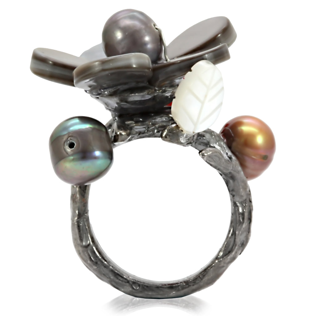 LO4744 - Antique Tone Brass Ring with Assorted in MultiColor-4