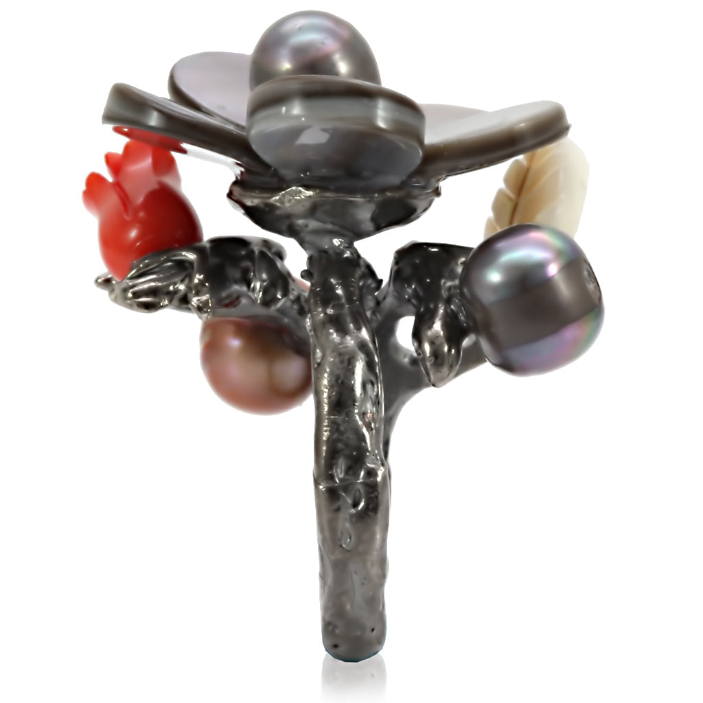 LO4744 - Antique Tone Brass Ring with Assorted in MultiColor-2