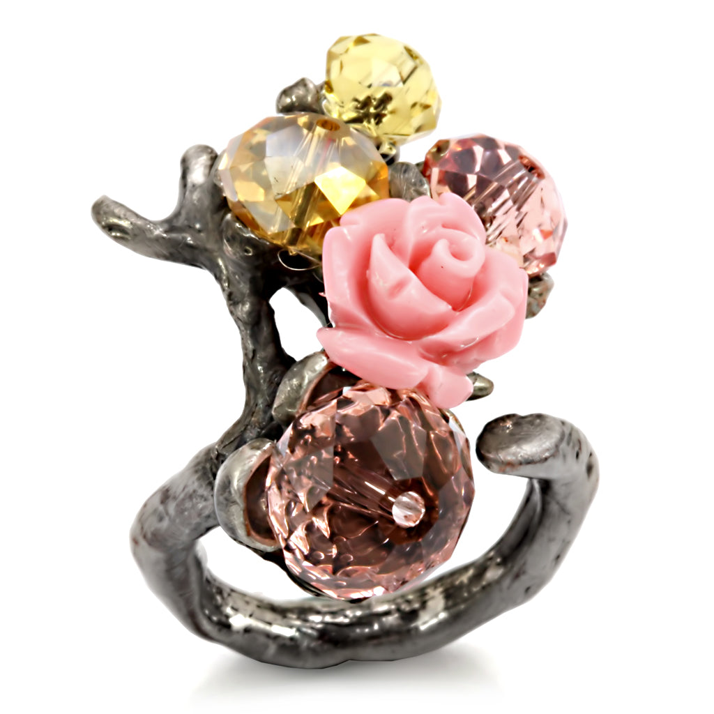 LO4745 - Antique Tone Brass Ring with Assorted in MultiColor-0