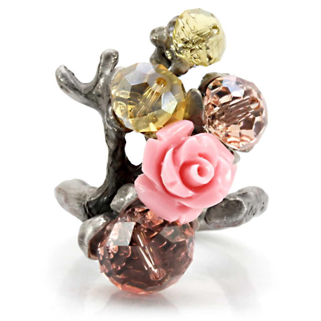 LO4745 - Antique Tone Brass Ring with Assorted in MultiColor-3