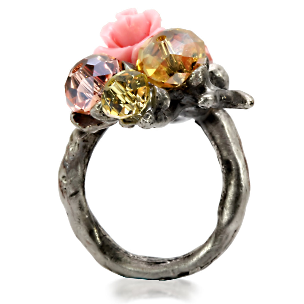 LO4745 - Antique Tone Brass Ring with Assorted in MultiColor-4