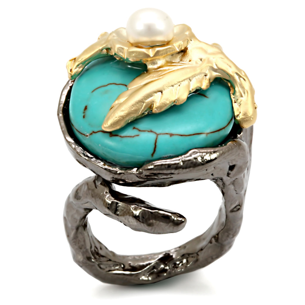 LO4749 - Antique Tone Brass Ring with Assorted in MultiColor-0