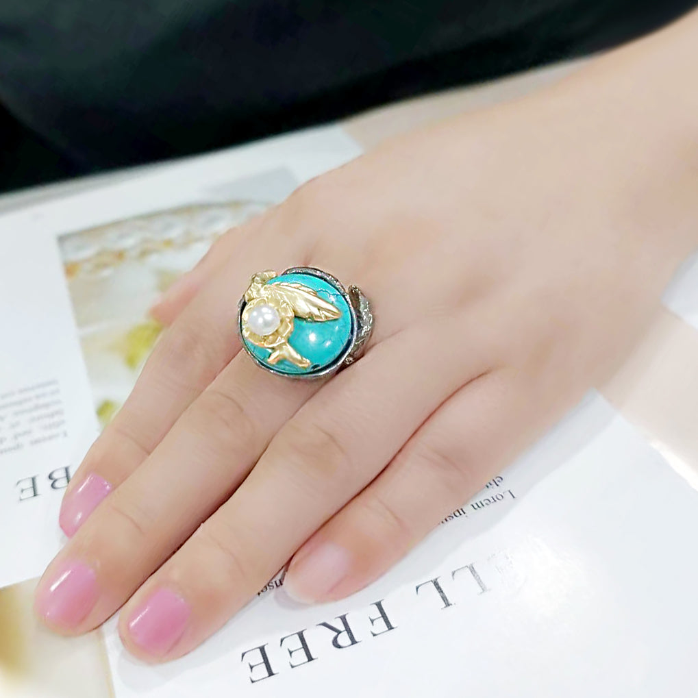 LO4749 - Antique Tone Brass Ring with Assorted in MultiColor-2