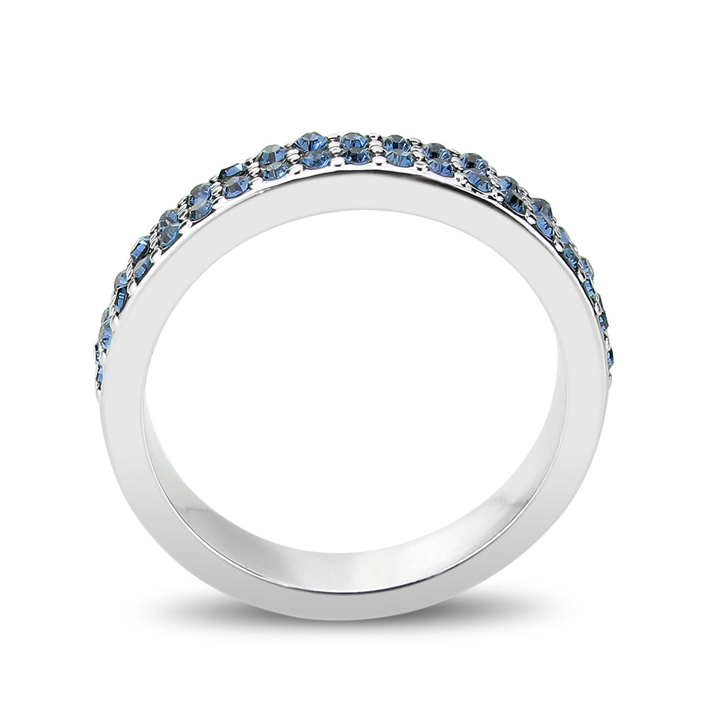 LO4757 - Rhodium Brass Ring with Top Grade Crystal in Montana-3