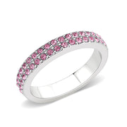 LO4758 - Rhodium Brass Ring with Top Grade Crystal in Rose-0