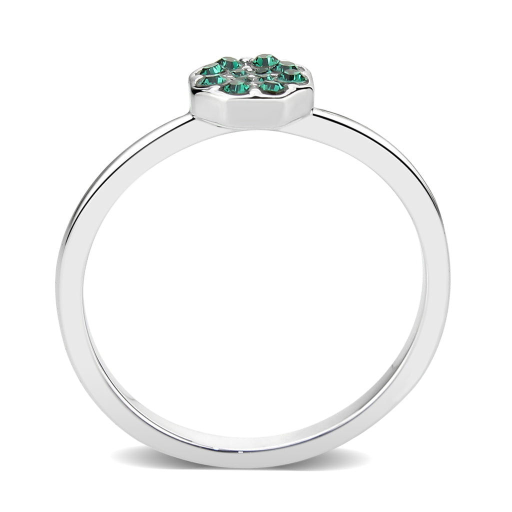 LO4765 - Rhodium Brass Ring with Top Grade Crystal in Emerald-3