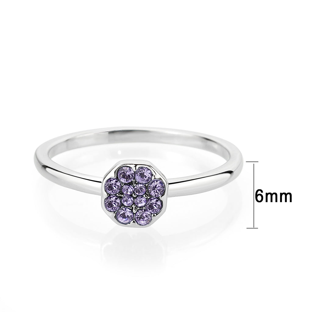 LO4766 - Rhodium Brass Ring with Top Grade Crystal in Tanzanite-1