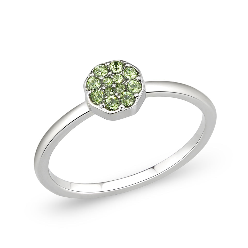 LO4767 - Rhodium Brass Ring with Top Grade Crystal in Peridot-0