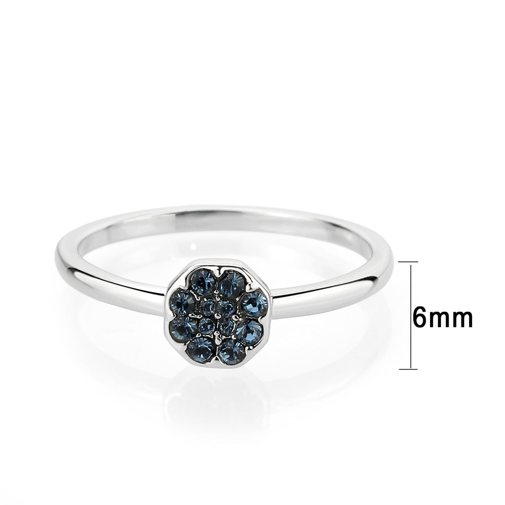 LO4768 - Rhodium Brass Ring with Top Grade Crystal in Montana-1