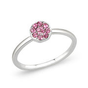 LO4769 - Rhodium Brass Ring with Top Grade Crystal in Rose-0