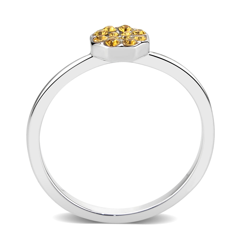 LO4770 - Rhodium Brass Ring with Top Grade Crystal in Topaz-3