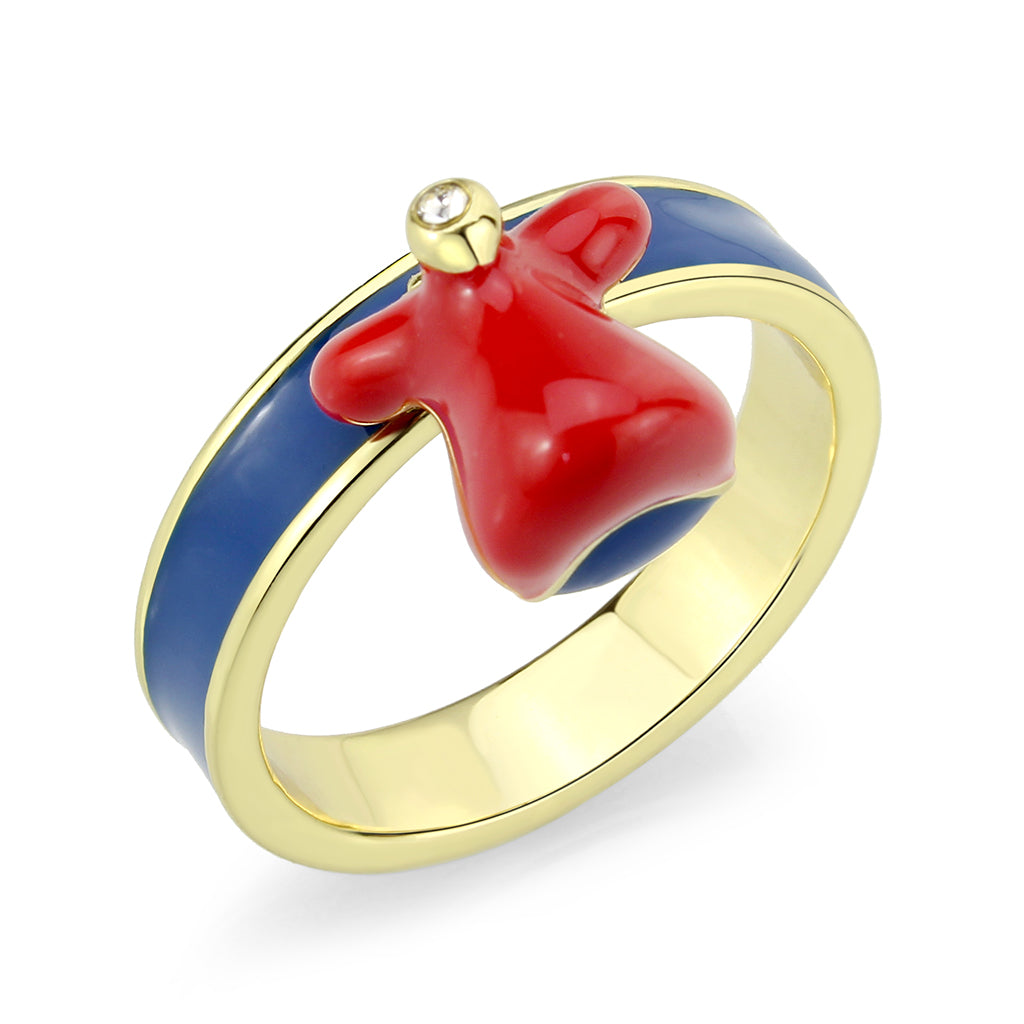 LO4773 - Gold Brass Ring with Epoxy in Blue Series-0