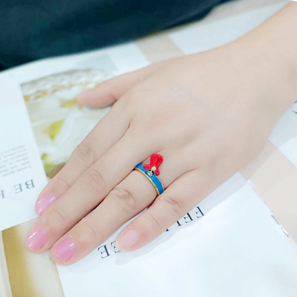 LO4773 - Gold Brass Ring with Epoxy in Blue Series-2