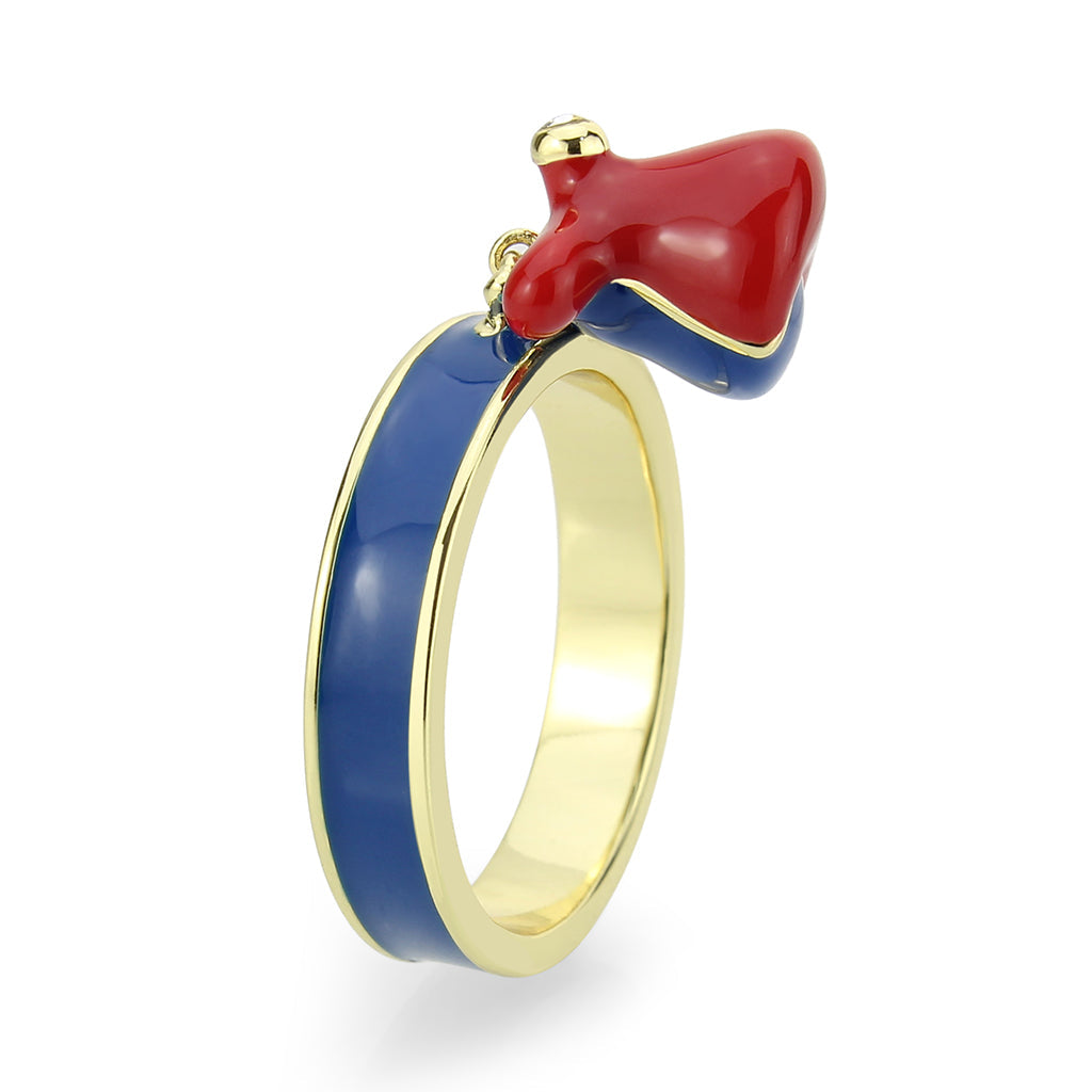 LO4773 - Gold Brass Ring with Epoxy in Blue Series-4